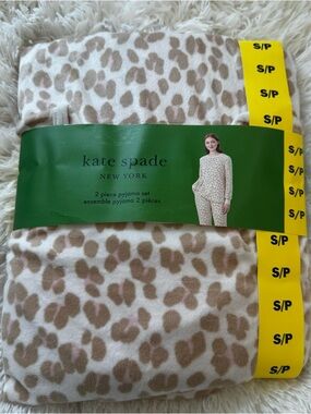Kate Spade Women’s Leopard Print Brown Cream Pajama Set Size: Small Petite NWT